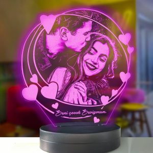 3D Photo Lamp - Round Heart